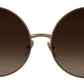 Elegant Gradient Brown Metal Sunglasses