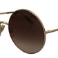 Elegant Gradient Brown Metal Sunglasses