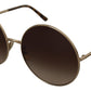 Elegant Gradient Brown Metal Sunglasses