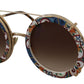 Elegant Gradient Brown Metal Sunglasses