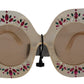 Elegant Beige Embellished Sunglasses