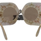 Elegant Beige Embellished Sunglasses