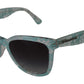 Elegant Blue Lace-Crystal Sunglasses