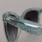 Elegant Blue Lace-Crystal Sunglasses
