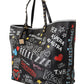 Elegant Multicolor Print Leather Tote Bag