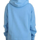 Light Blue Logo Hooded Women Long Sleeve Sweater