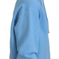 Light Blue Logo Hooded Women Long Sleeve Sweater
