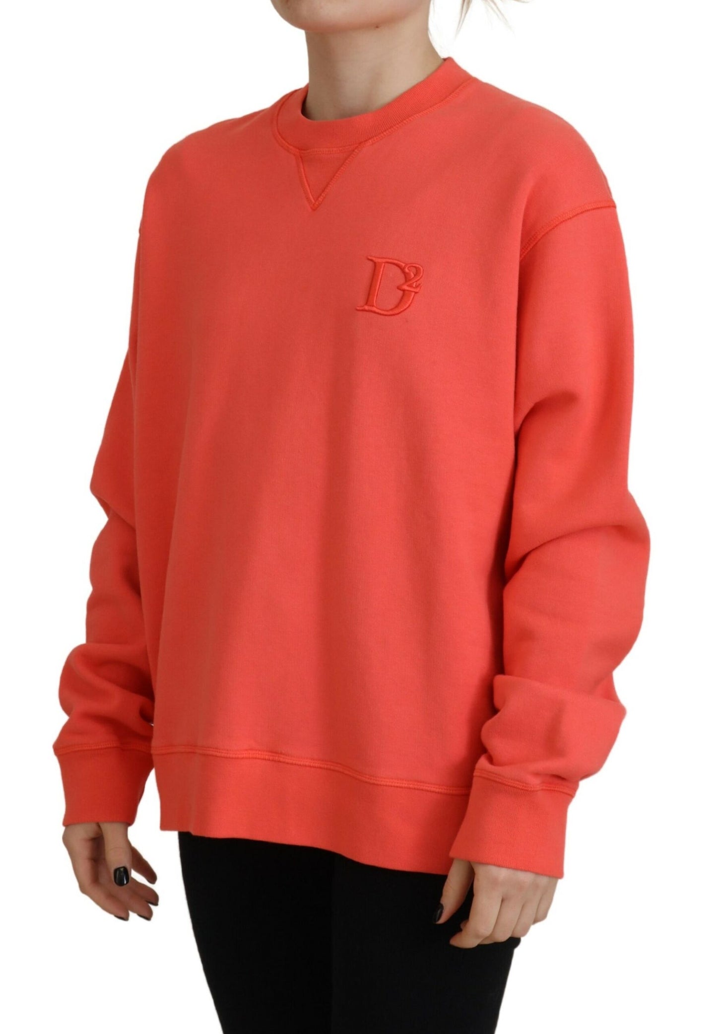 Pink Logo Embroidery Women Long Sleeve Sweater