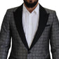 Elegant Silver Patterned Slim Fit Suit