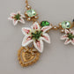 Golden Lily Flower Pendant Necklace