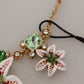 Golden Lily Flower Pendant Necklace