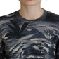Black Long Sleeve Thunder Sky Print Casual Sweater