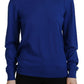 Blue Long Sleeve Crew Neck Casual Sweater