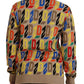 Brown Cotton Long Sleeve Crew Neck Printed Sweater