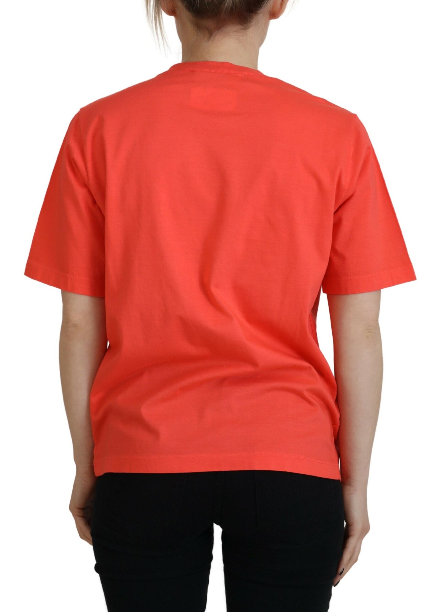 Orange Logo Cotton Crewneck Short Sleeve T-shirt