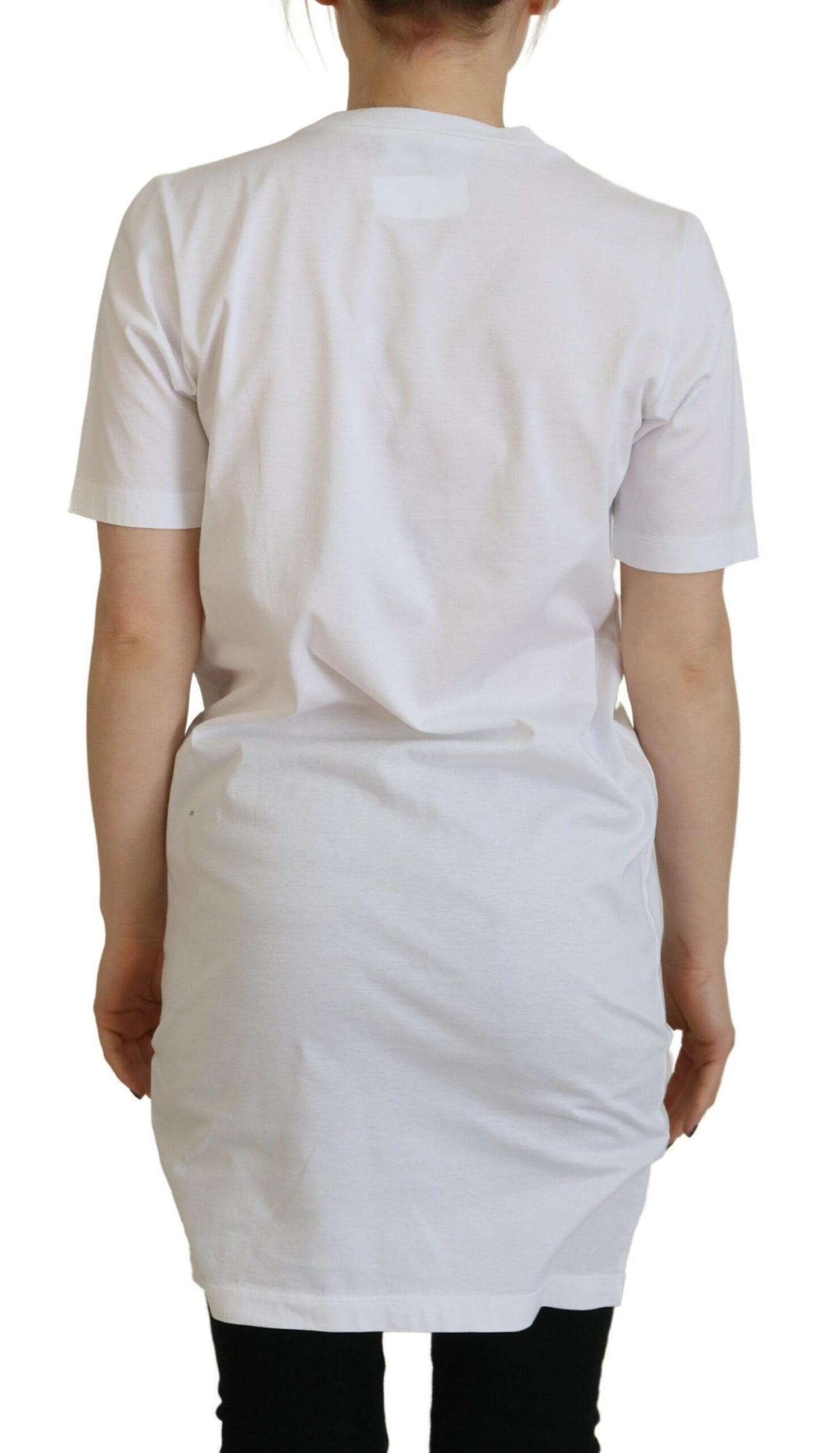 White Cotton Icon Logo Print Crewneck T-shirt