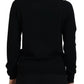 Black Virgin Wool Logo Print Long Sleeves Sweater