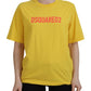 Yellow Logo Print Cotton Crewneck Easy Tee T-shirt