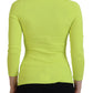 Yellow Green Viscose Open Shoulder Long Sleeves Top