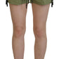 Green Cotton Mid Waist Drawstring Tapered Shorts