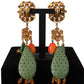 Elegant Floral Cactus Drop Clip-On Earrings