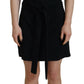 Black Polyester Short Sleeves Sheath Mini Dress