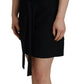 Black Polyester Short Sleeves Sheath Mini Dress