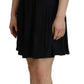 Black Acetate Short Sleeves A-line Sheath Dress
