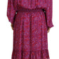 Fuchsia Stars Embellished Long Sleeves Dress