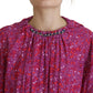 Fuchsia Stars Embellished Long Sleeves Dress