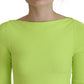 Green Viscose Long Sleeve A-line Sheath Mini Dress