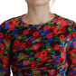 Multicolor Floral Bodycon Ruched Mini Dress