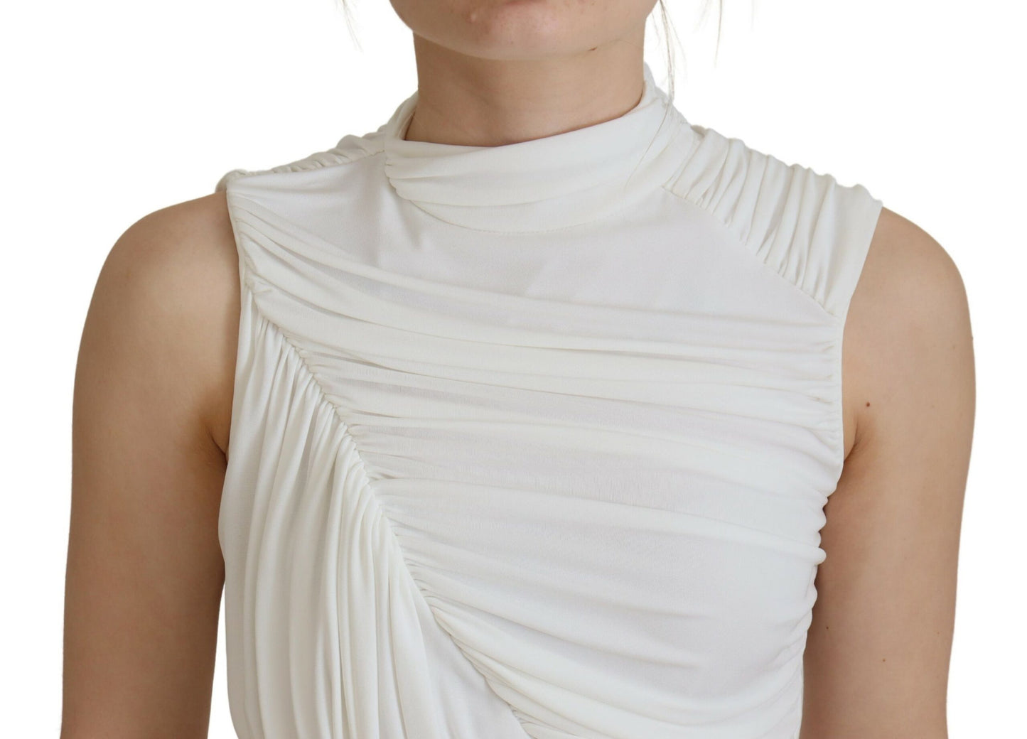 White Viscose Sleeveless Bodycon Mini Dress