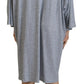Gray Crystal Embellished Cotton Long Sleeves Dress