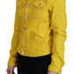 Yellow Collared Long Sleeves Denim Jacket