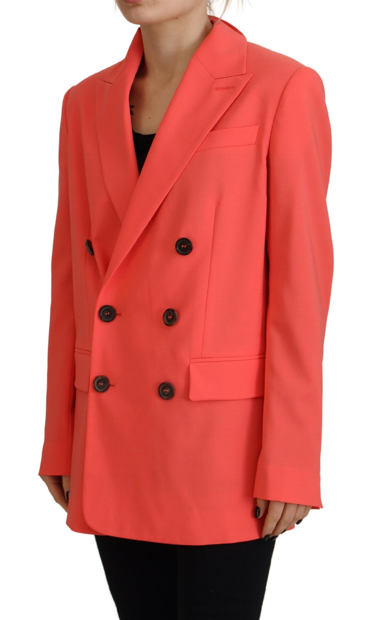 Pink Double Breasted Coat Blazer Jacket