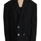 Black Double Breasted Coat Blazer Jacket
