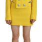 Yellow Double Breasted Mini Suit Blazer Skirt Set