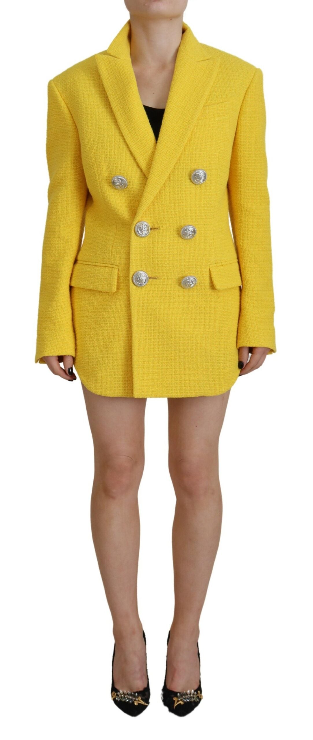 Yellow Peak Double Breasted Suit Blazer Short Set