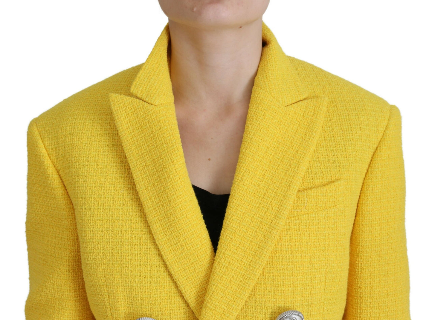 Yellow Peak Double Breasted Suit Blazer Short Set