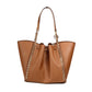 Mina Large Luggage Leather Belted Chain Inlay Tote Bag