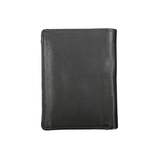 Elegant Black Leather Dual Compartment Wallet