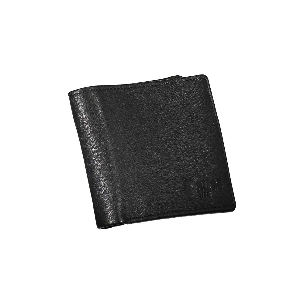 Elegant Black Leather Dual-Compartment Wallet