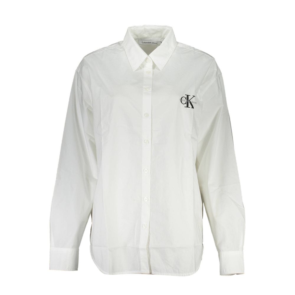 Elegant Long-Sleeved White Cotton Shirt