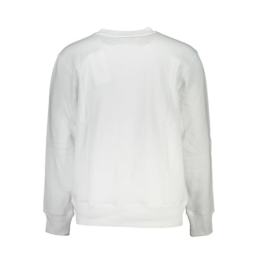 Crisp White Crew Neck Cotton-Blend Sweater