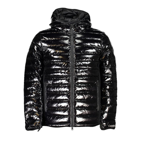 Sleek Nylon Hooded Jacket with Contrast Details