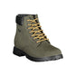 Chic Green Laced Boots with Contrast Embroidery