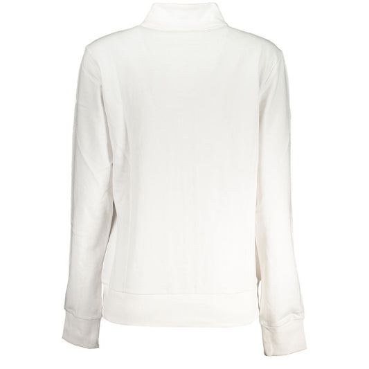 Chic White Long Sleeve Zippered Sweatshirt