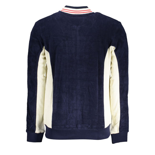 Elegant Blue Cotton Sweatshirt with Contrast Details