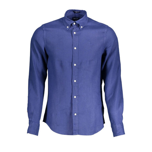 Elegant Slim Blue Linen Shirt